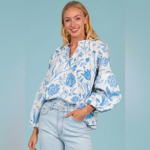 Olivia James blue toile blouse